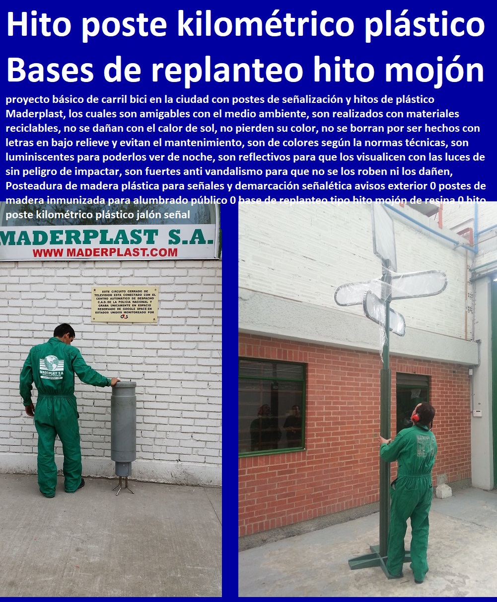 Posteadura de madera plástica para señales y demarcación señalética avisos exterior 0 postes de madera inmunizada para alumbrado público 0 base de replanteo tipo hito mojón de resina 0 hito poste kilométrico plástico jalón señal Posteadura de madera plástica para señales y demarcación señalética avisos exterior 0 postes de madera inmunizada para alumbrado público 0 base de replanteo tipo hito mojón de resina 0 hito poste kilométrico plástico jalón señal